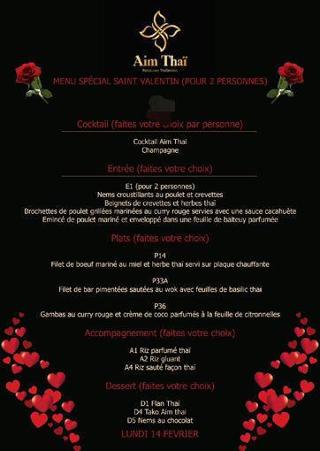 Image de MENU SPÉCIAL SAINT VALENTIN (POUR 2 PERSONNES)